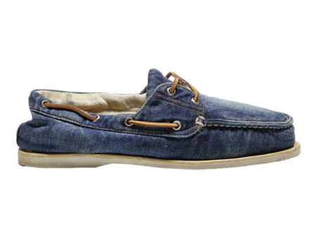 TIMBERLAND Denim Boat Shoes Blue Cotton Mens UK 11 Cheap