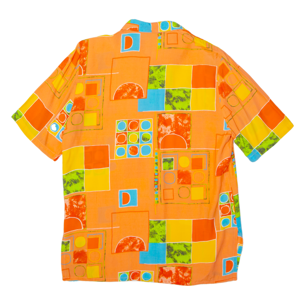 Womens Printed Shirt Orange Collared Viscose Geometric L Sale