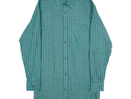 Tall Fit Mens Shirt Green Plaid Long Sleeve S Hot on Sale