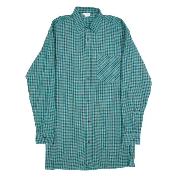 Tall Fit Mens Shirt Green Plaid Long Sleeve S Hot on Sale