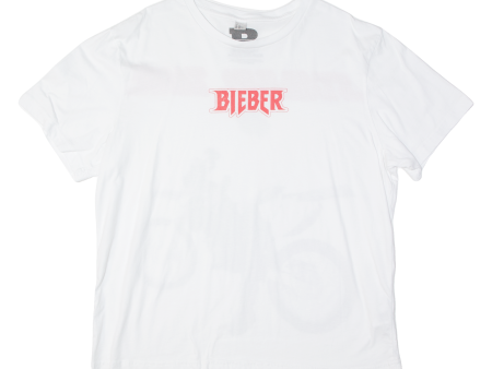 BIEBER Womens Band T-Shirt White USA XL For Sale