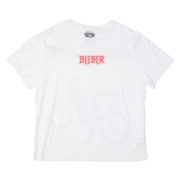 BIEBER Womens Band T-Shirt White USA XL For Sale