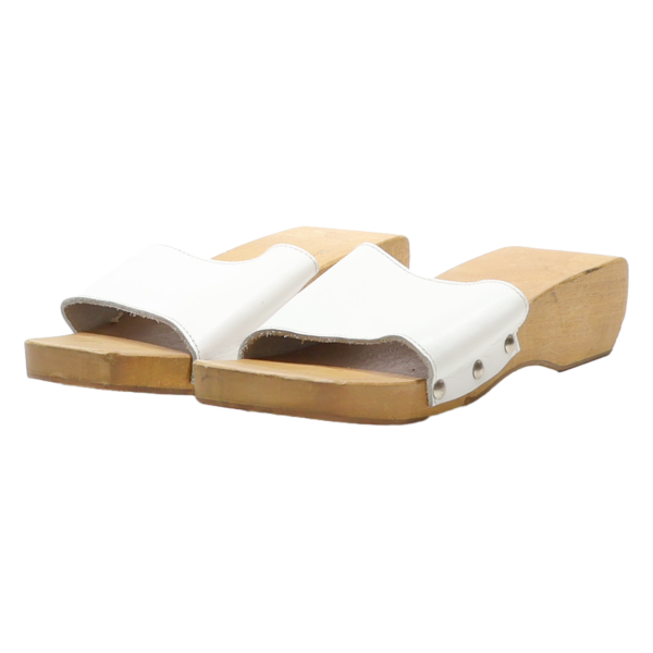 Slider Sandals White Leather Womens UK 6 Fashion