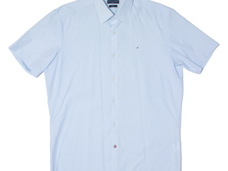 TOMMY HILFIGER Fitted Mens Plain Shirt Blue L Fashion