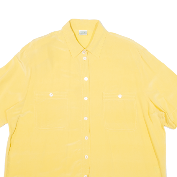 CANDA Womens Plain Shirt Yellow Silk UK 22 Discount