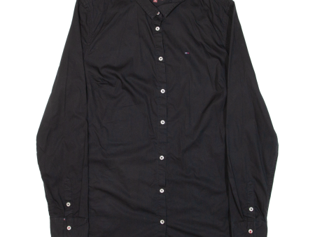 TOMMY HILFIGER Girls Plain Shirt Black Long Sleeve XL Online now