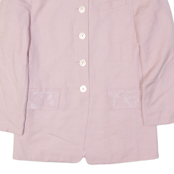 Womens Blazer Jacket Pink Linen UK 10 Supply