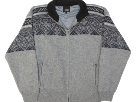 CANSON Mens Jacket Grey Wool Fair Isle L Fashion