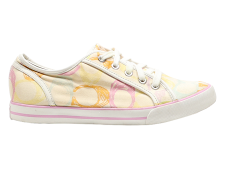 COACH Low Top Trainers Cream Canvas Womens UK 8 Online