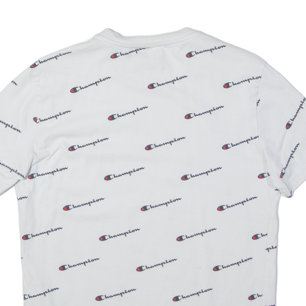 CHAMPION All Over Logo Print Mens T-Shirt White M Cheap