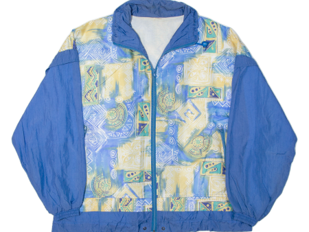 Womens Shell Jacket Blue 90s Crazy Pattern XL For Sale