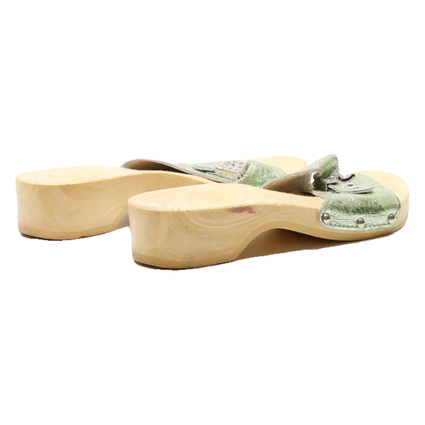 Slider Sandals Green Leather Womens UK 4 Online now