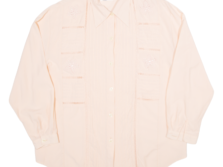 Womens Blouse Shirt Pink Collared Long Sleeve L Online Sale