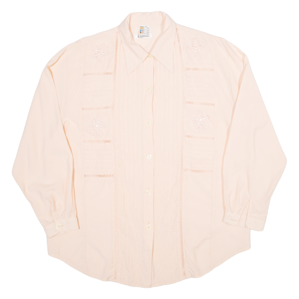 Womens Blouse Shirt Pink Collared Long Sleeve L Online Sale