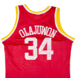 CHAMPION Houston Rockets 34 Olajuwon Mens Jersey Red Sleeveless 90s USA XL Online now