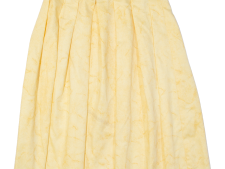 Pleated Womens A-Line Skirt Yellow Knee Length M Sale