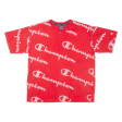 CHAMPION All Over Logo Mens T-Shirt Red M For Sale