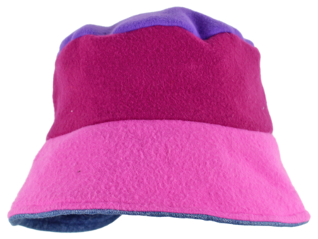 Reversible Womens Bucket Hat Pink Fleece Striped Fashion