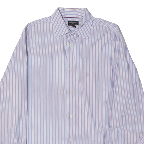 BANANA REPUBLIC Mens Shirt Blue 90s Striped Long Sleeve M For Cheap