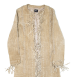 ONLY Tassel Womens Coat Beige Leather Suede S Hot on Sale