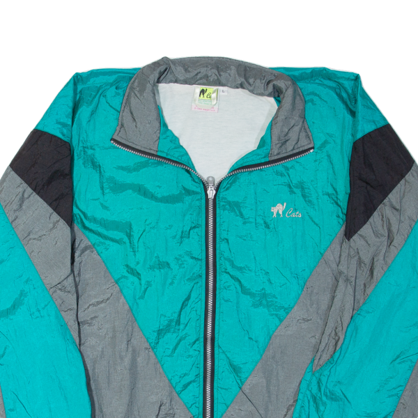 CATS Mens Shell Jacket Blue Nylon 90s Colourblock L For Sale