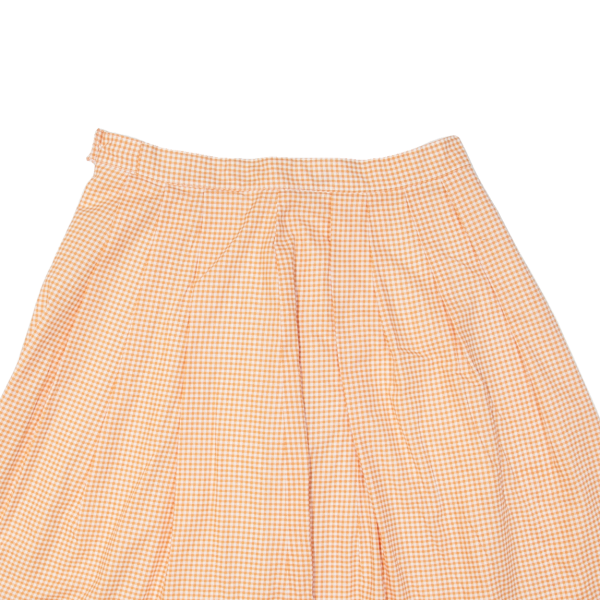 Womens A-Line Skirt Orange Knee Length 90s Gingham M Fashion