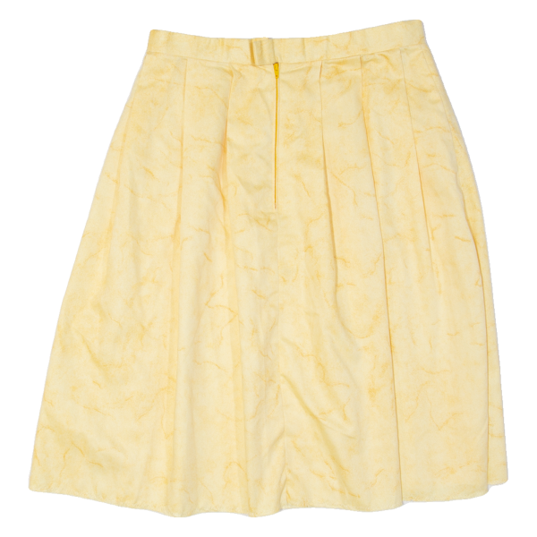 Pleated Womens A-Line Skirt Yellow Knee Length M Sale