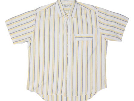 THE MENS STORE Mens Shirt Yellow 90s Striped L Cheap