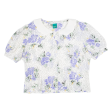 CANDA Sheer Womens Blouse Shirt White Collared 90s Floral L Fashion