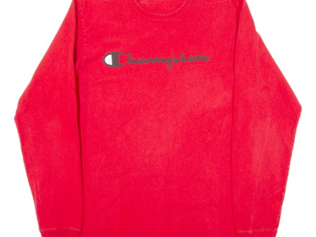 CHAMPION Mens T-Shirt Red Long Sleeve M Hot on Sale