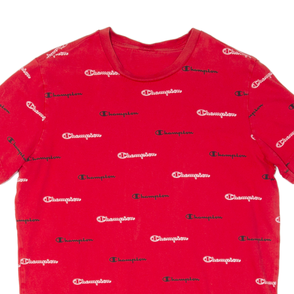 CHAMPION All Over Print Mens T-Shirt Red M on Sale