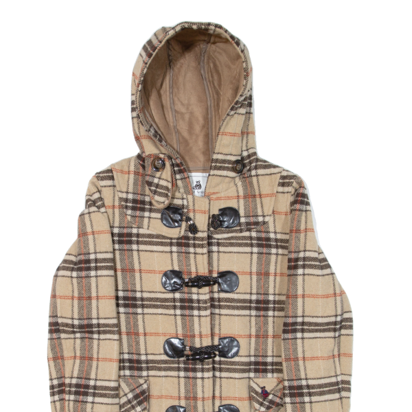 TFFNE WFFNIE Womens Duffle Coat Beige Knit Hooded Check S Online Sale