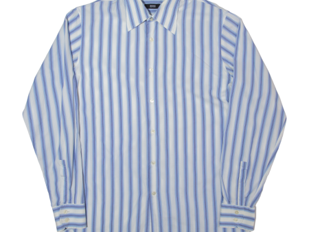 HUGO BOSS Mens Shirt Blue Striped Long Sleeve XL Supply