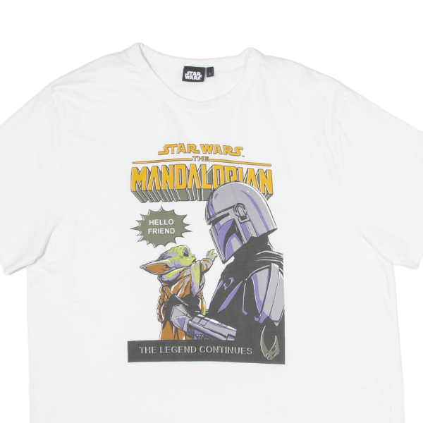 STAR WARS Mandalorian Mens T-Shirt White L Cheap