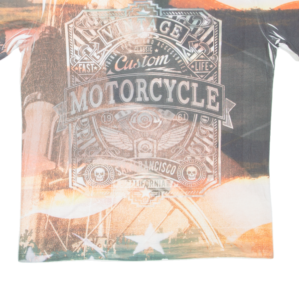 Classic Custom Motorcycle Mens Biker T-Shirt White USA 2XL Sale