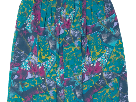 Womens A-Line Skirt Blue Knee Length Floral UK 24 Online Sale