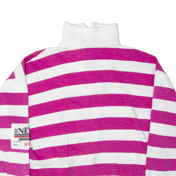 AMERICA WEAR Striped Womens Sweatshirt Pink 1 4 Zip 90s USA L Supply