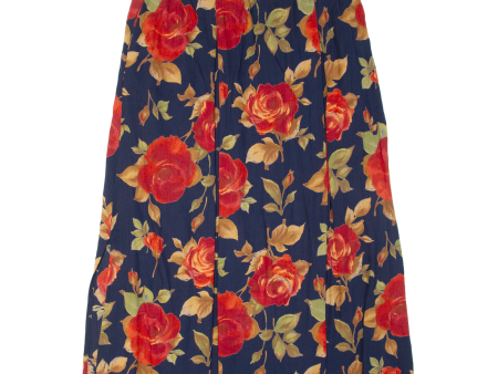 CHIKI Womens A-Line Skirt Blue Long Viscose Floral L Supply