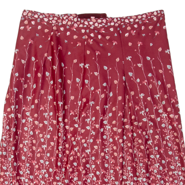 Womens A-Line Skirt Maroon Knee Length Floral L For Discount