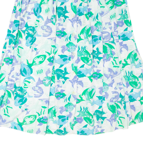 CANDA All Over Fish Print Womens A-Line Skirt Green Midi Viscose Crazy Pattern L For Discount