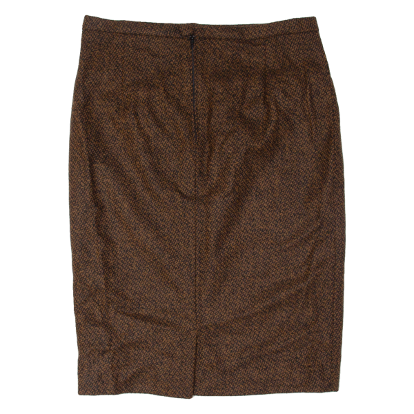 Womens Pencil Skirt Brown Knee Length Wool 90s L Discount