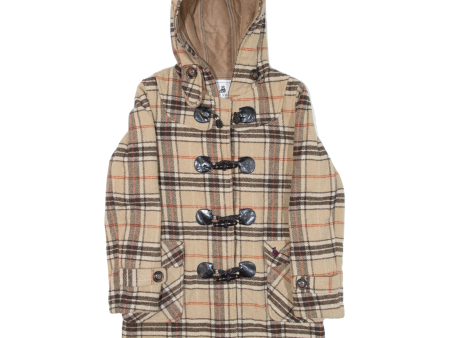 TFFNE WFFNIE Womens Duffle Coat Beige Knit Hooded Check S Online Sale