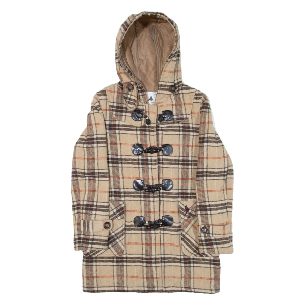 TFFNE WFFNIE Womens Duffle Coat Beige Knit Hooded Check S Online Sale