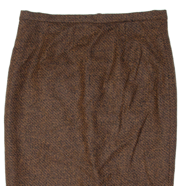 Womens Pencil Skirt Brown Knee Length Wool 90s L Discount