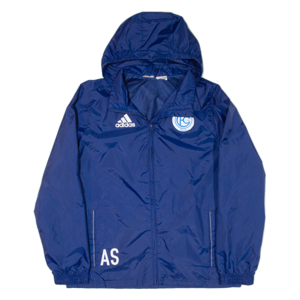 ADIDAS Boys Rain Jacket Blue Hooded L For Discount