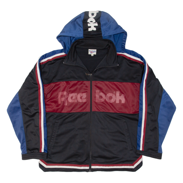 REEBOK Mens Track Jacket Black Hooded L For Discount