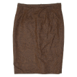 Womens Pencil Skirt Brown Knee Length Wool 90s L Discount