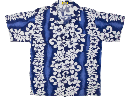 SANIT Mens Hawaiian Shirt Blue Floral M Discount