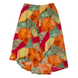 Asymmetrical Longer Tail Womens A-Line Skirt Orange Midi Crazy Pattern L Hot on Sale