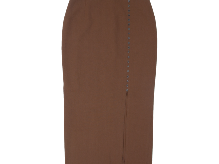 NAZLIM ETEK Womens Straight Skirt Brown Long S Fashion